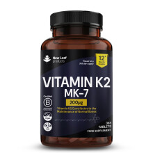 Vitamin K2 MK7 200mcg 1 Year Supply - Vegan Menaquinone-7 365 Tablets
