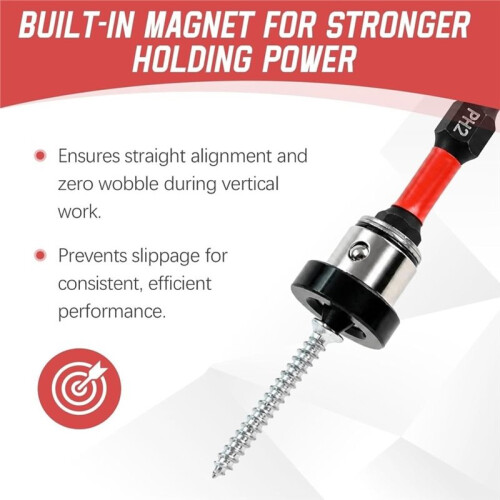 Magnetic Drywall Screw Setter Bits with Adjustable Depth Stop(6-Piece Set), Ph2 Positioning Bits & Removable Colla 1