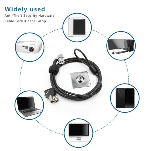 Laptop Lock, Tablet Lock Security Cable, 2 Keys Sturdy Steel Locking Kit Anti Theft Hardware Protection 1