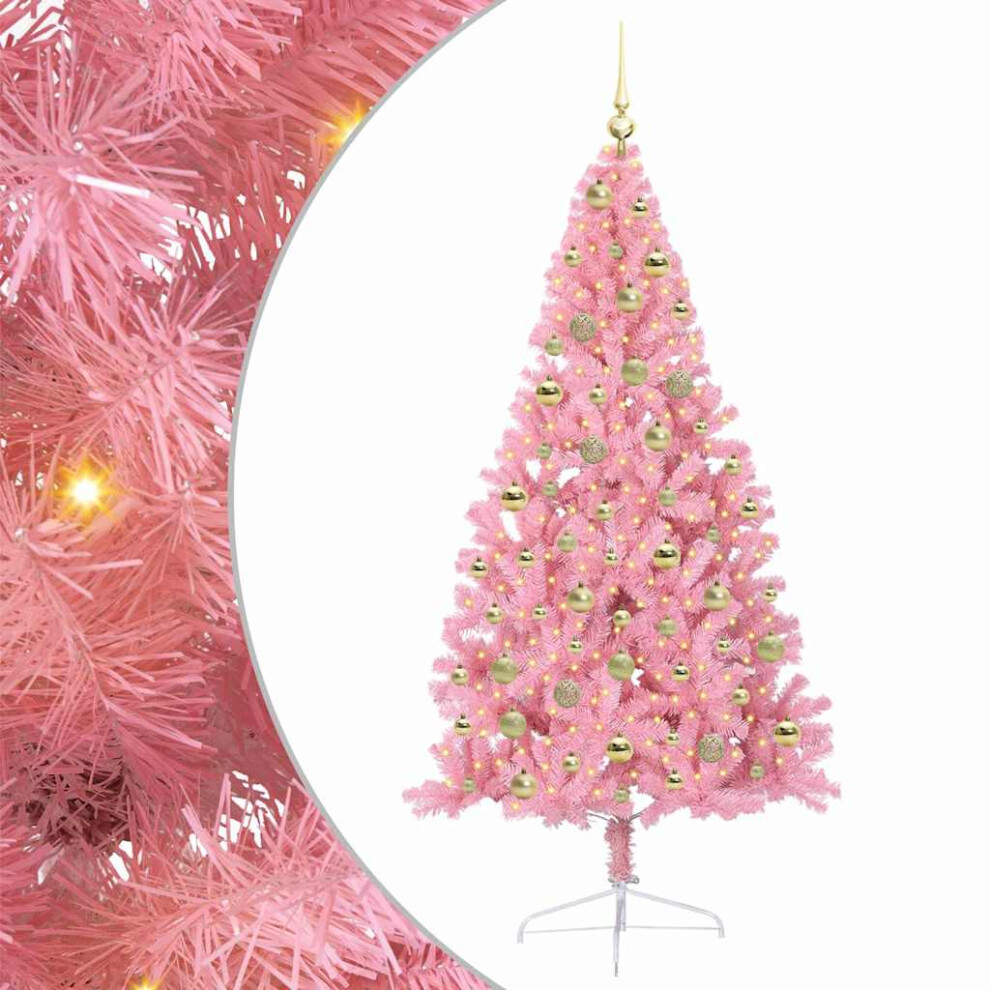 Vidaxl (Pink, 180 Cm) Artificial Half Christmas Tree With Leds&Ball Multi Colours Multi Sizes