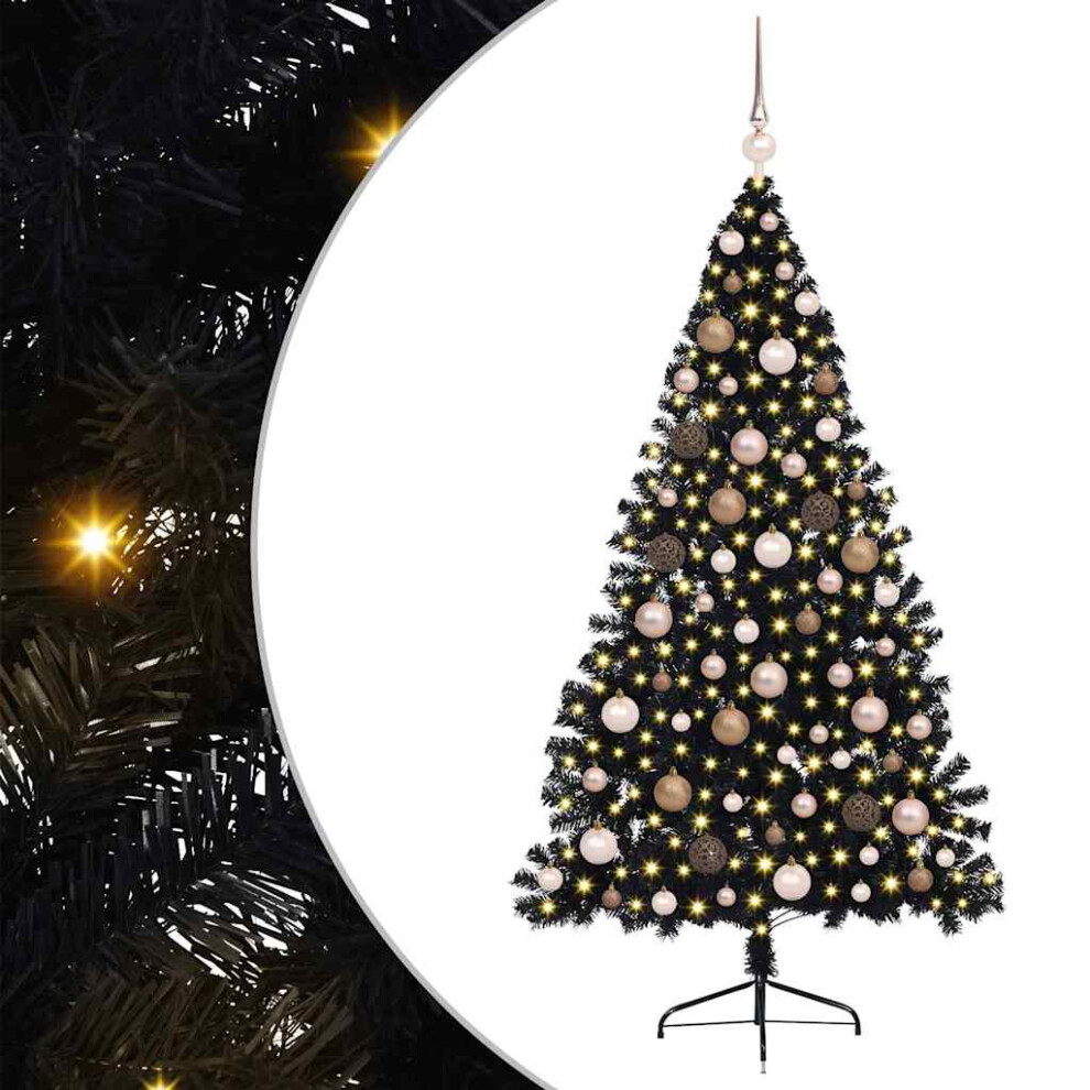 Vidaxl (Black, 180 Cm) Artificial Half Christmas Tree With Leds&Ball Multi Colours Multi Sizes
