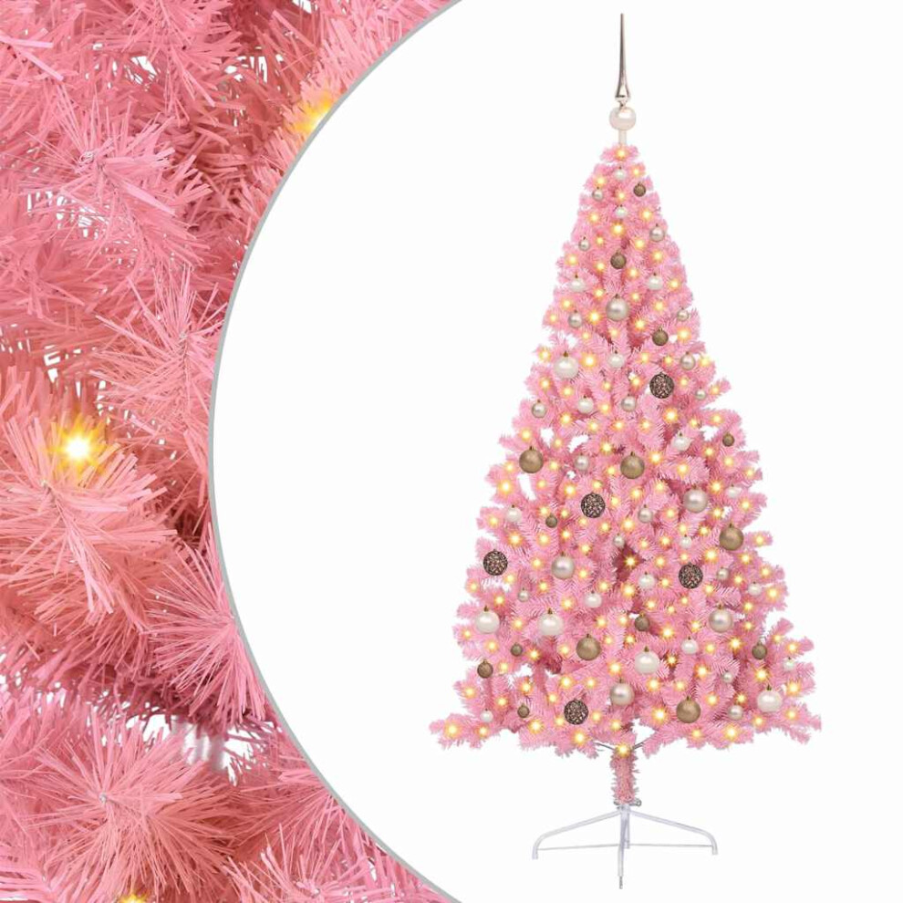 Vidaxl (Pink, 210 Cm) Artificial Half Christmas Tree With Leds&Ball Multi Colours Multi Sizes