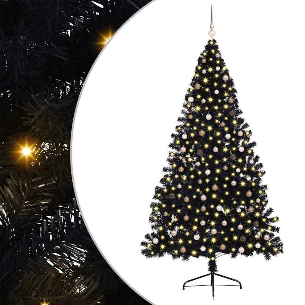 Vidaxl (Black, 240 Cm) Artificial Half Christmas Tree With Leds&Ball Multi Colours Multi Sizes