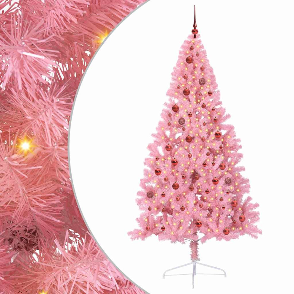 B&Q - Artificial Pre-Lit Christmas Tree With 300 Leds Pink 210 Cm Pvc - Image 2