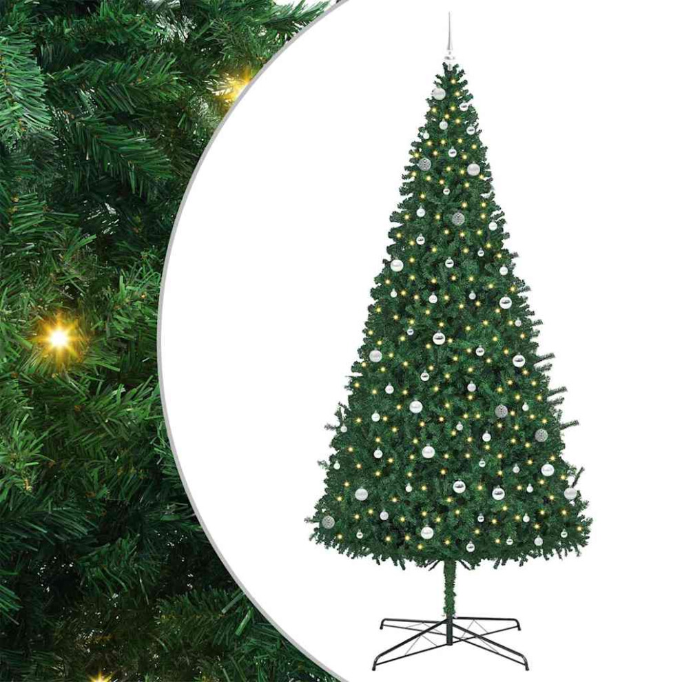 VIDAXL 400 cm Artificial Christmas Tree with LED String Lights and Silver Baubles for Indoor Holiday Decoration - Image 2