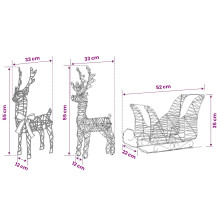 vidaXL Christmas Reindeer with sleigh 5 pcs 240 LEDs Warm White
