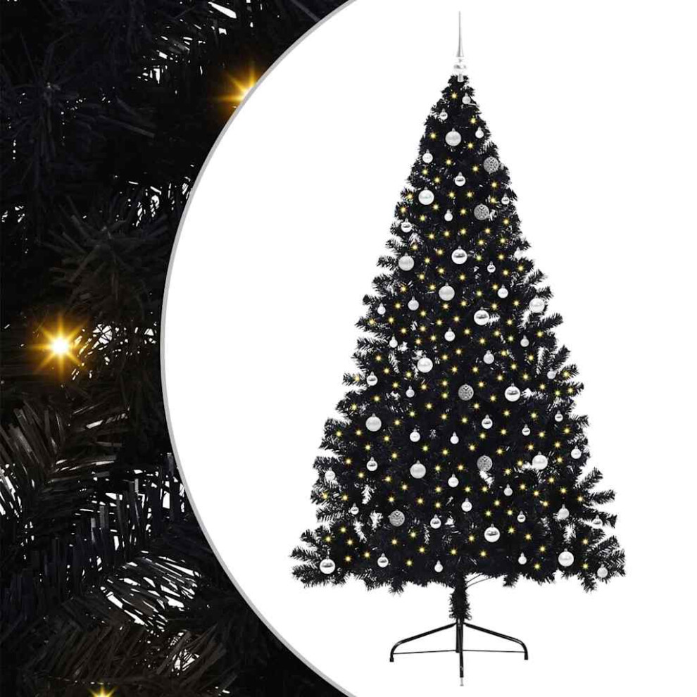Vidaxl (Black, 240 Cm) Artificial Half Christmas Tree With Leds&Ball Multi Colours Multi Sizes