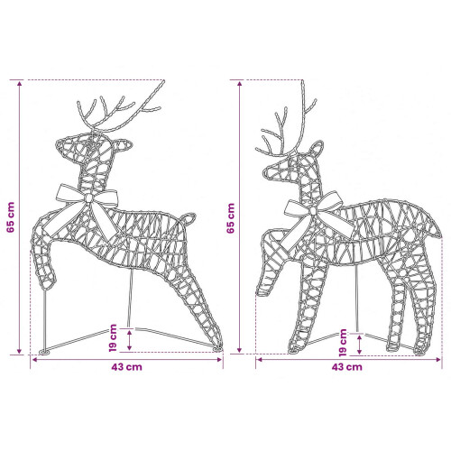 VidaXL vidaXL Christmas Reindeer 2 pcs 40 LEDs Warm White