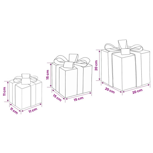 VidaXL vidaXL Lighted Christmas Gift Box 3 pcs 150 LEDs Warm White