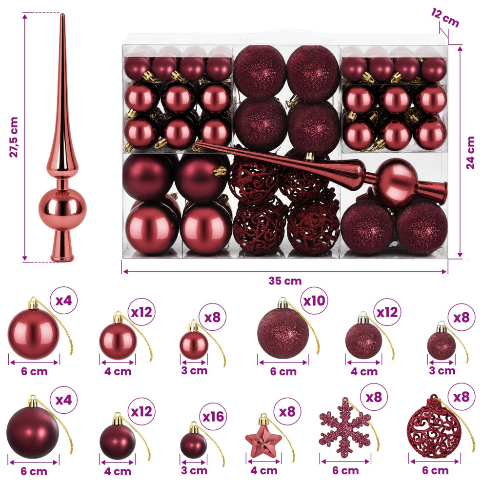 Vidaxl Christmas Ball Set 111 Pcs Wine Red 6 Cm Polystyrene