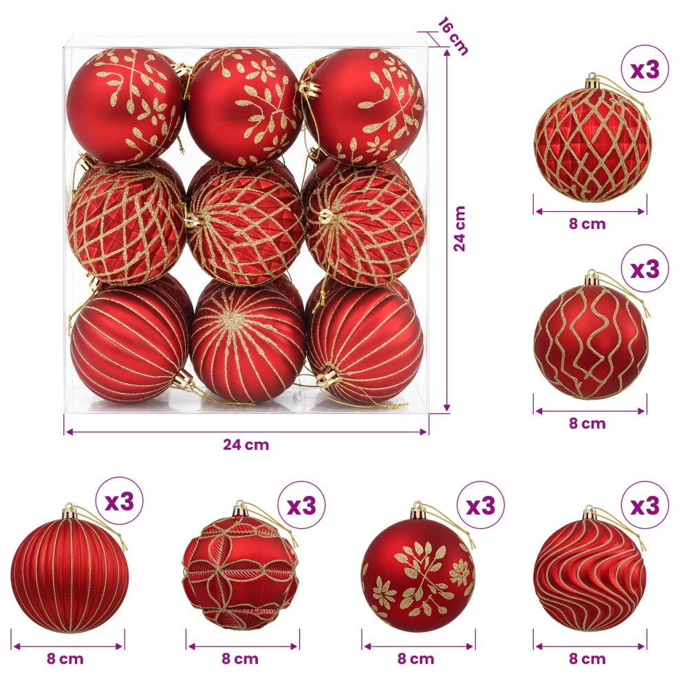 Vidaxl Christmas Ball Set Xl 18 Pcs Red And Gold 8 Cm Polystyrene