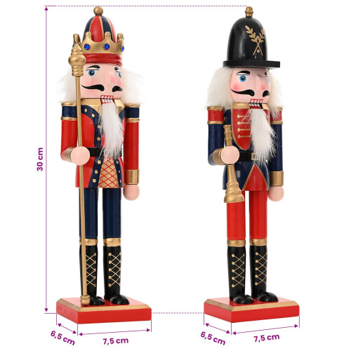 VidaXL vidaXL Christmas Nutcracker TURKU 2 pcs Red and Black 30 cm