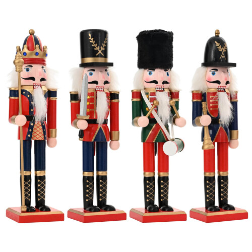 VidaXL vidaXL Christmas Nutcracker TURKU 4 pcs Red and Black 30 cm 2