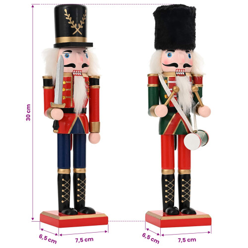 VidaXL vidaXL Christmas Nutcracker TURKU 2 pcs Red and Black 30 cm