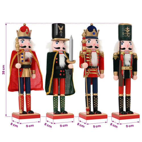 VidaXL vidaXL Christmas Nutcracker TURKU 4 pcs Red and Black 38 cm