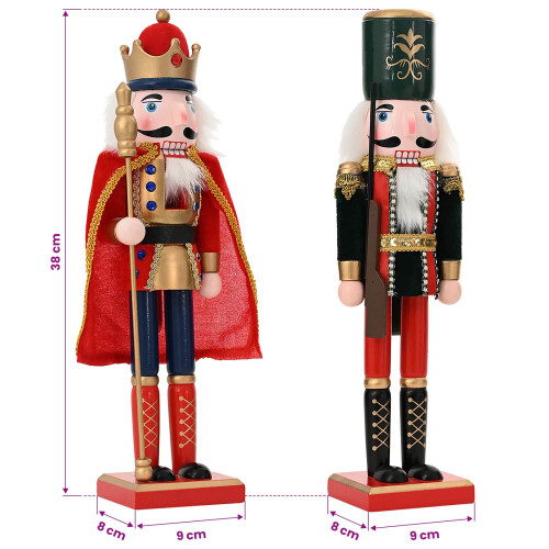 VidaXL vidaXL Christmas Nutcracker TURKU 2 pcs Red and Black 38 cm