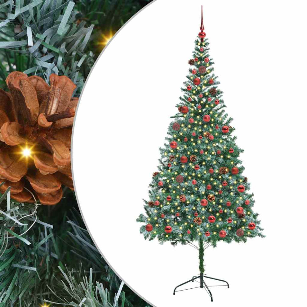 Vidaxl (210 X 105 Cm) Frosted Christmas Tree Christmas Display Tree With Leds And Ball Set