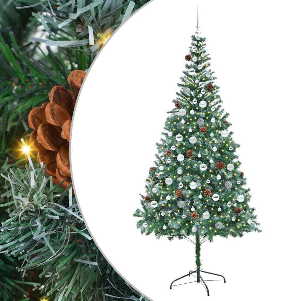 Vidaxl (210 X 105 Cm) Frosted Christmas Tree Christmas Display Tree With Leds And Ball Set