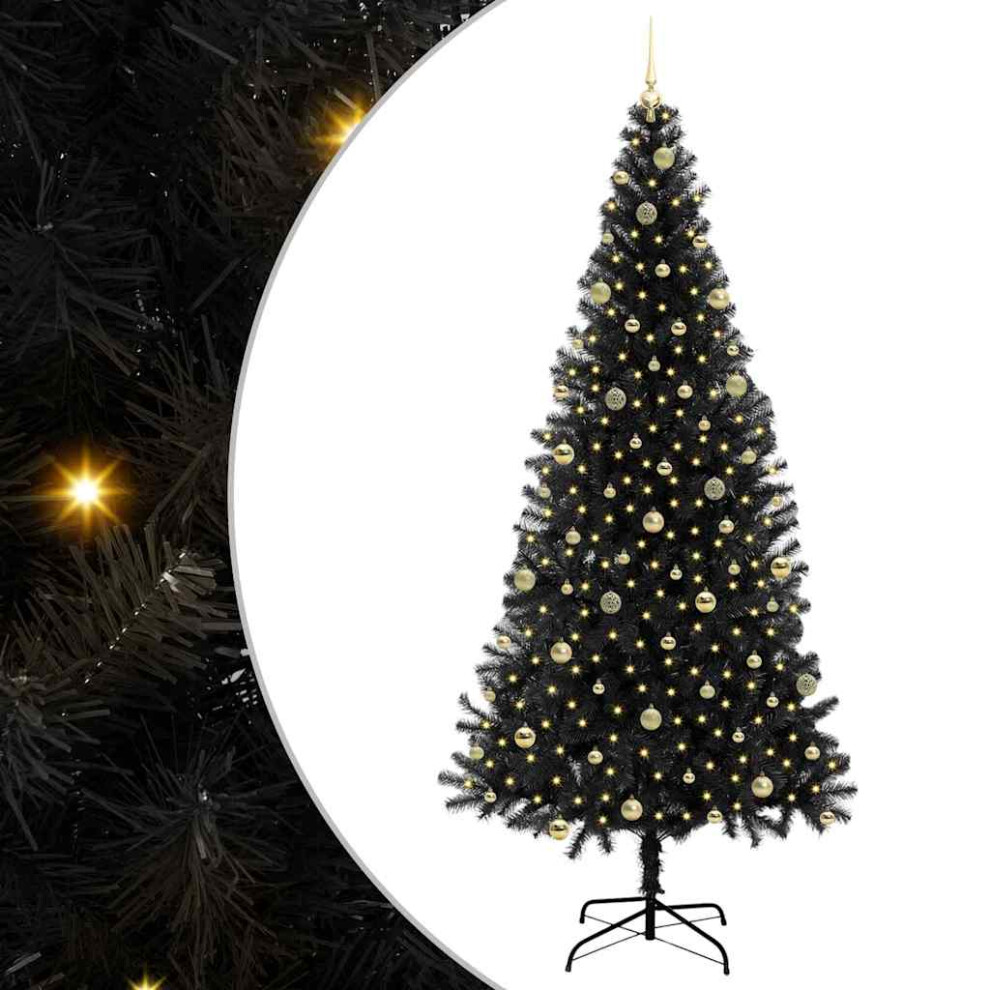 Vidaxl (Black, 240 Cm) Artificial Christmas Tree Christmas Display Tree With Leds And Ball Set