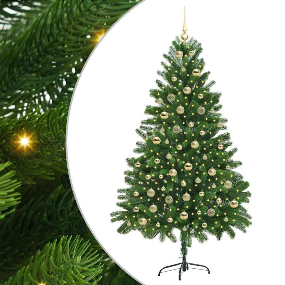 vidaXL Artificial Christmas Tree with 300 LEDs and Gold Balls - Green - 180 cm - Image 2