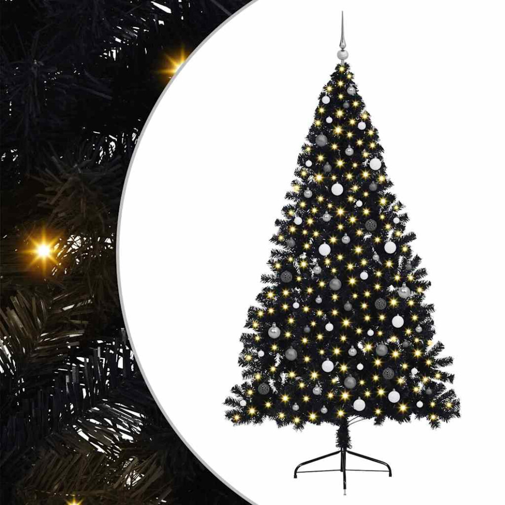 Vidaxl (Black, 240 Cm) Artificial Half Christmas Tree With Leds&Ball Multi Colours Multi Sizes