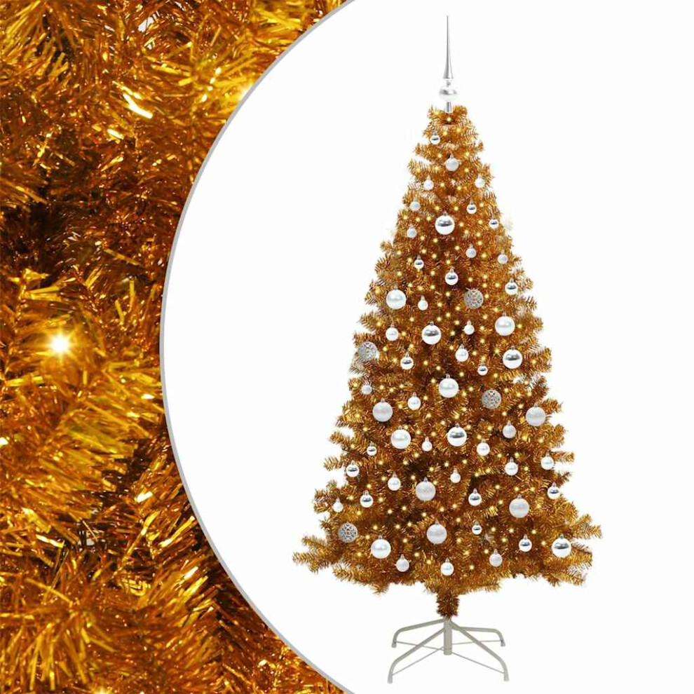 Vidaxl (Gold, 180 Cm) Artificial Christmas Tree Christmas Display Tree With Leds And Ball Set
