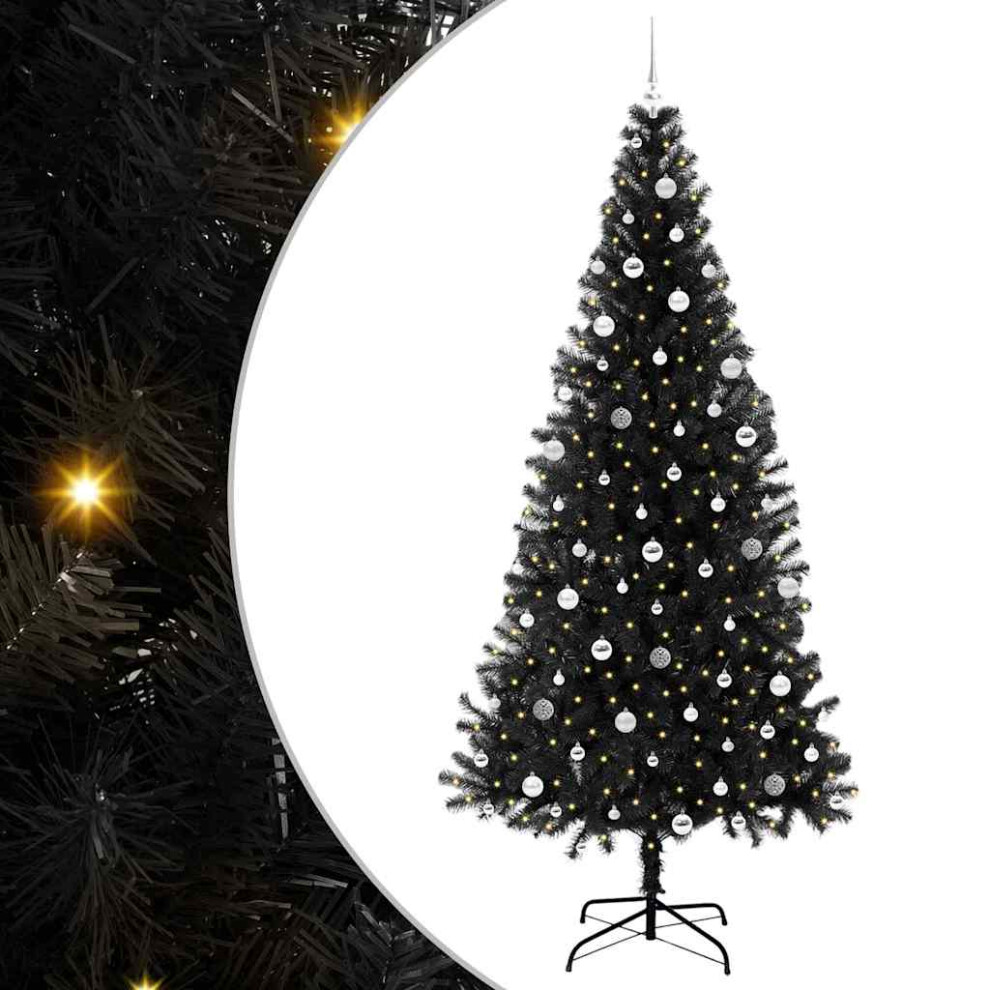 Vidaxl (Black, 240 Cm) Artificial Christmas Tree Christmas Display Tree With Leds And Ball Set