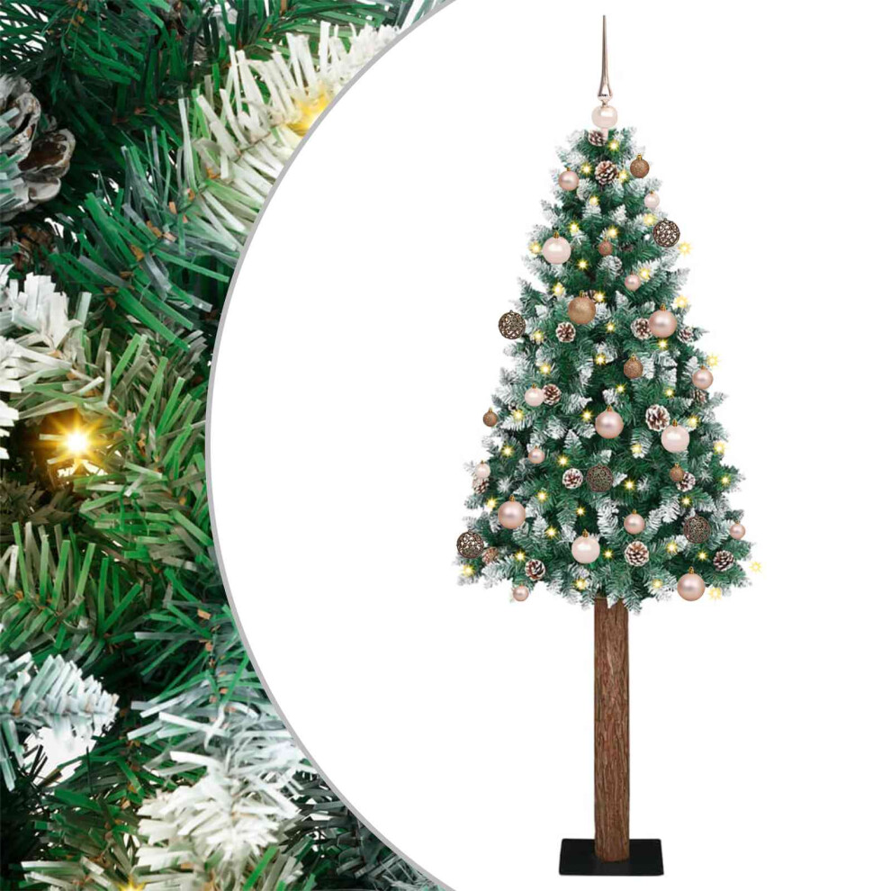 Vidaxl (Green And White, 180 Cm) Slim Christmas Tree With Leds & Ball Set Multi Colours Multi Sizes