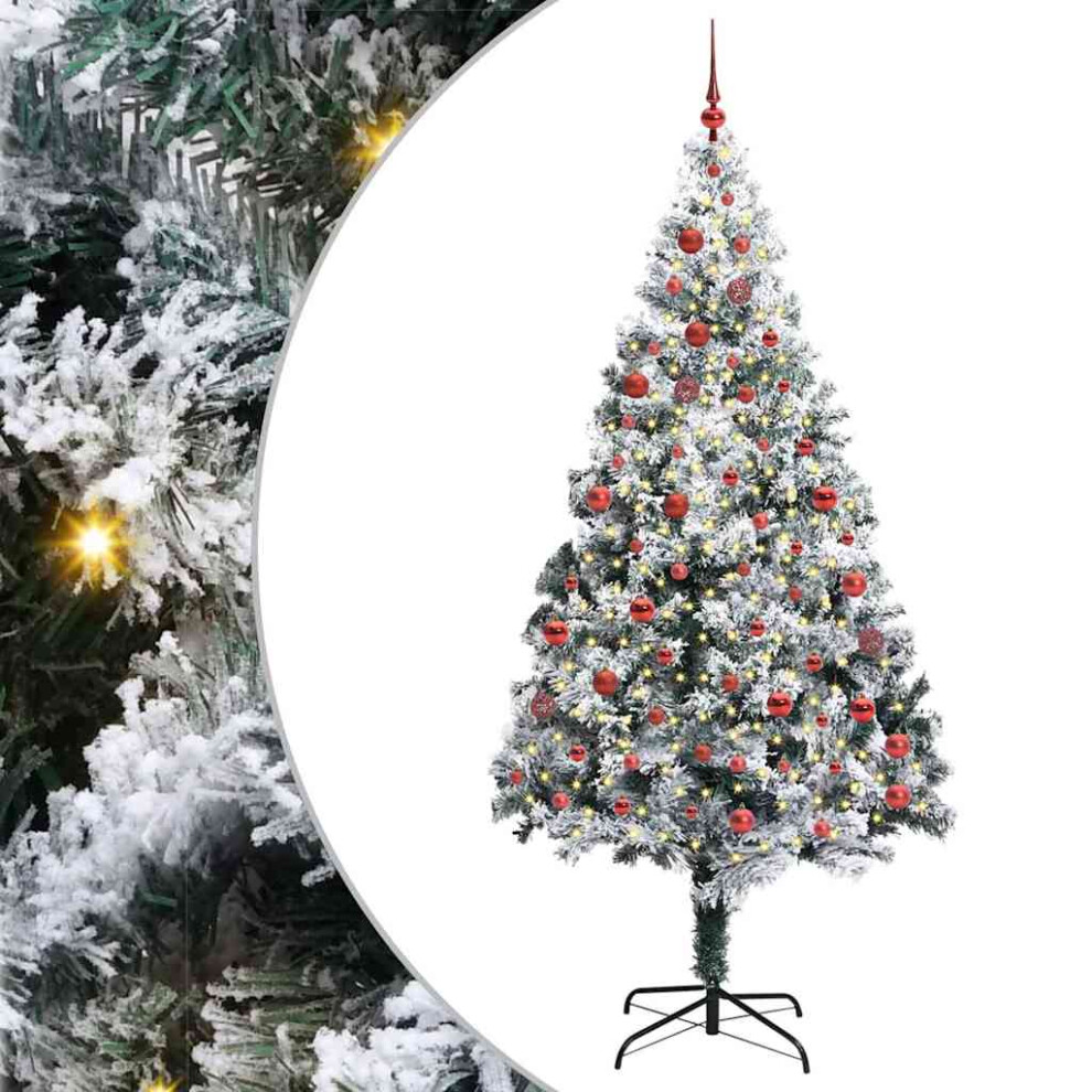 vidaXL Artificial Christmas Tree - 210 cm - Green - Snow Flocked - Image 2
