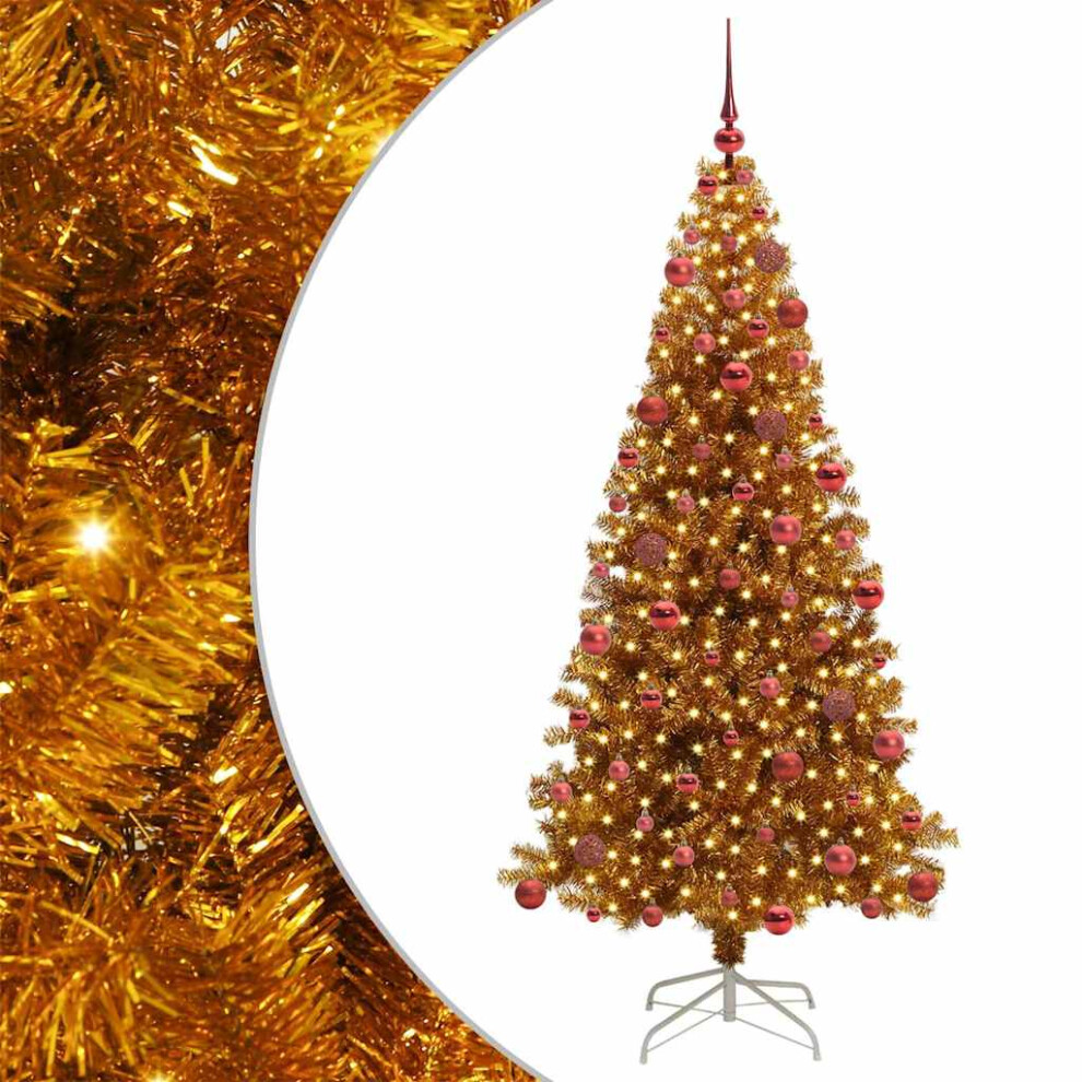 Vidaxl (Gold, 180 Cm) Artificial Christmas Tree Christmas Display Tree With Leds And Ball Set