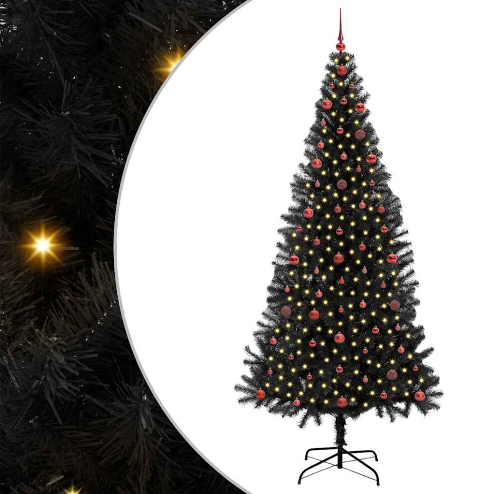 Vidaxl (Black, 240 Cm) Artificial Christmas Tree Christmas Display Tree With Leds And Ball Set