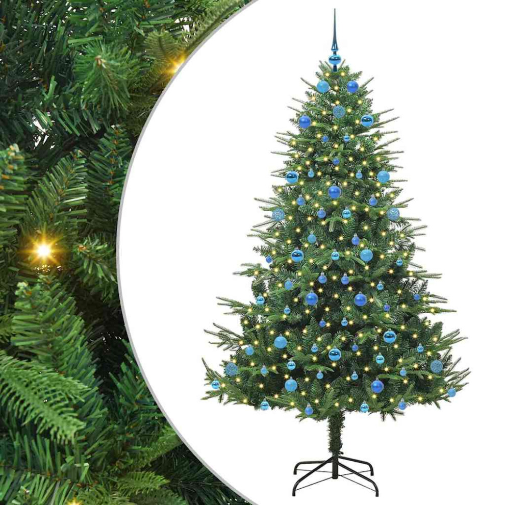 Vidaxl (Green, 210 X 130 Cm) Artificial Christmas Tree Leds & Ball Set Multi Colours Multi Sizes