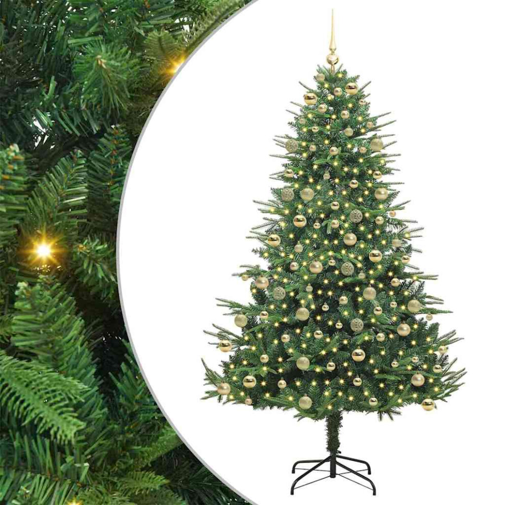 Vidaxl (Green, 210 X 130 Cm) Artificial Christmas Tree Leds & Ball Set Multi Colours Multi Sizes