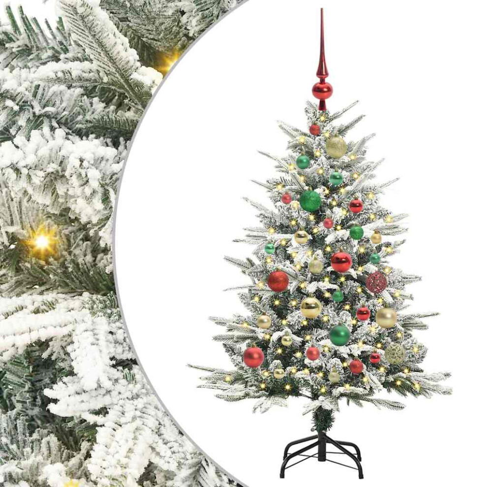 Vidaxl (Green And White, 120 X 70 Cm) Artificial Christmas Tree Leds & Ball Set Multi Colours Multi Sizes
