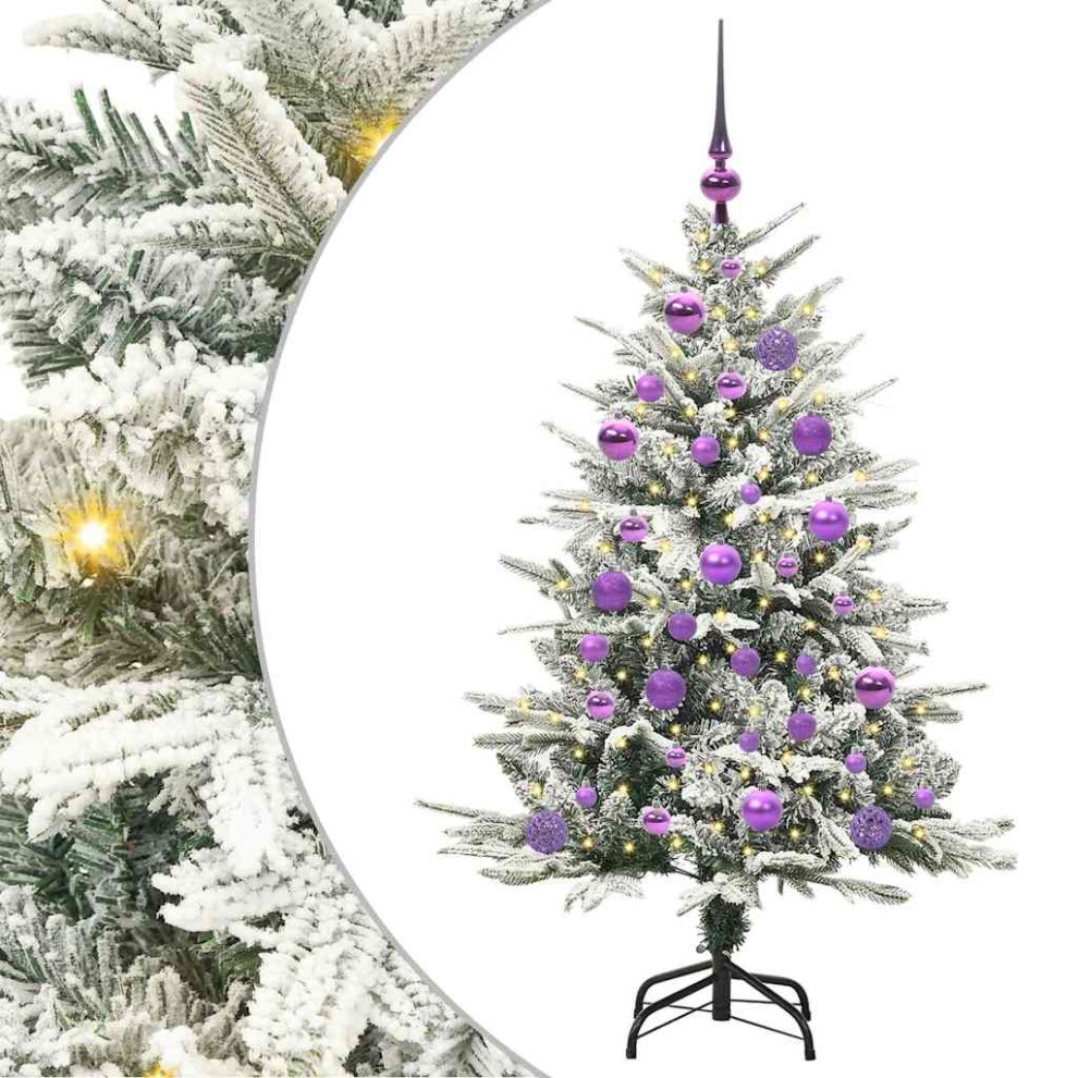 Vidaxl (Green And White, 120 X 70 Cm) Artificial Christmas Tree Leds & Ball Set Multi Colours Multi Sizes