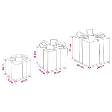 (Cream) vidaXL Decorative Christmas Gift Boxes Outdoor Indoor Decoration LED Gift Box