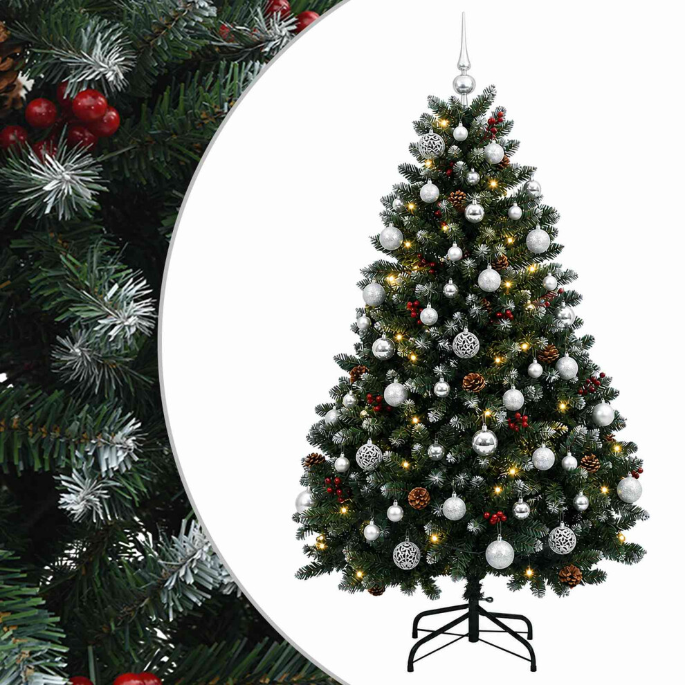 Vidaxl (Green With Frosted Tips, Ø 80 X 150 Cm) Artificial Hinged Christmas Tree Indoor And Sheltered Outdoor Tree