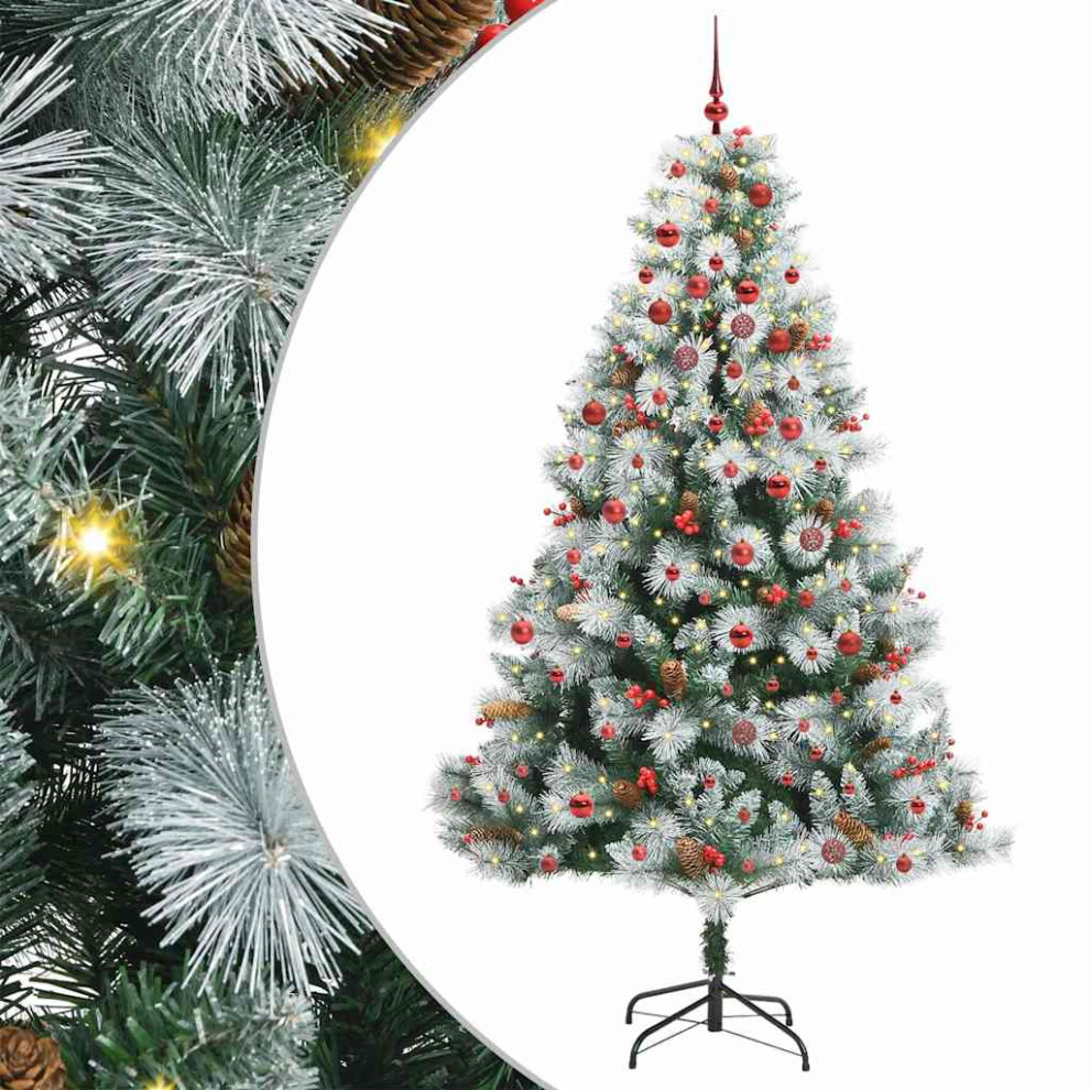 Vidaxl (210 Cm) Artificial Christmas Tree With Led Strip Lights Green And White Modern