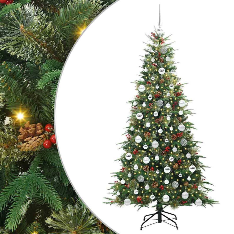 Vidaxl (Green, 180 Cm) Artificial Hinged Christmas Tree With Stand Pe And Pvc Decor Modern Usb