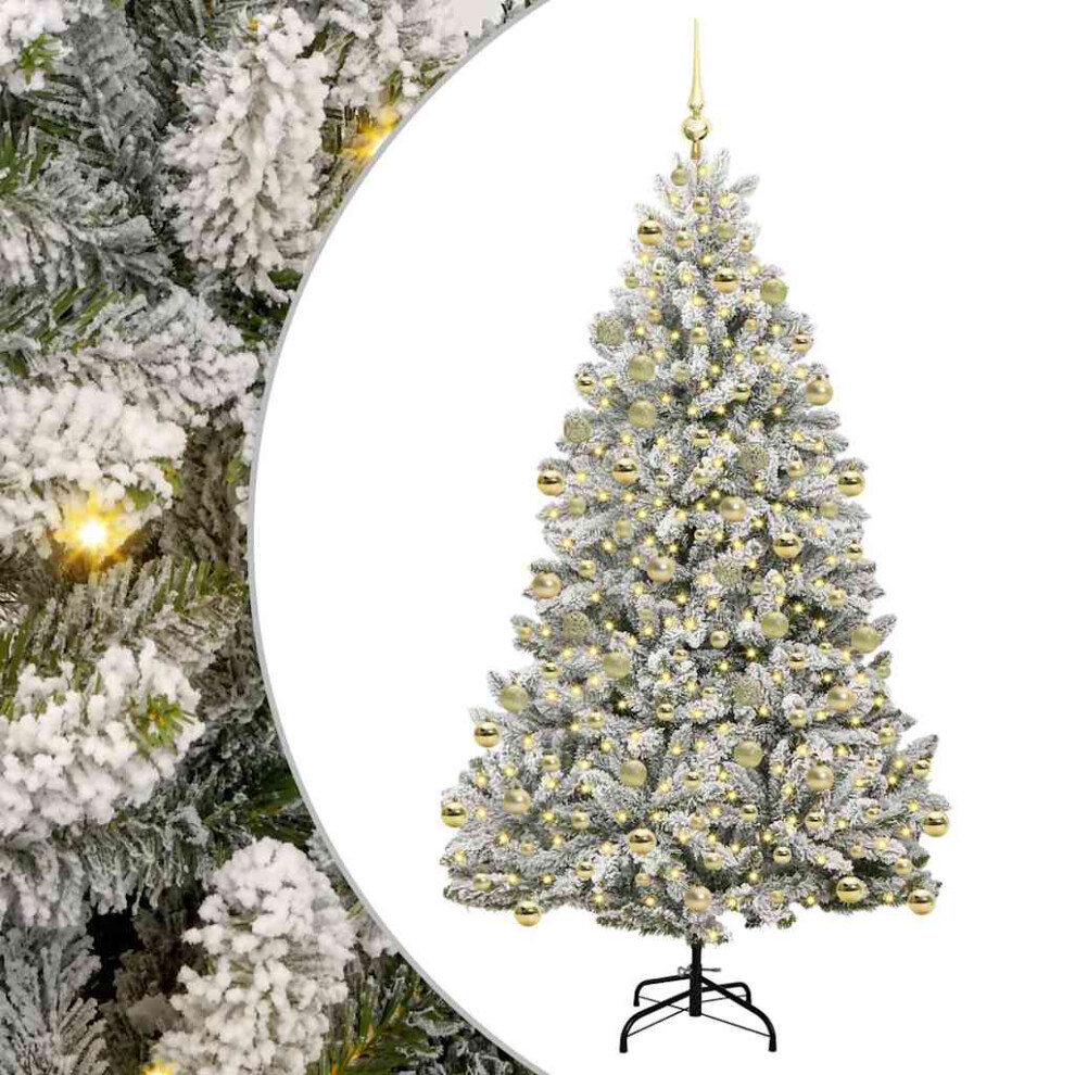 Vidaxl (Green And White, Ø 106 X 210 Cm) Artificial Hinged Christmas Tree Indoor And Sheltered Outdoor Tree