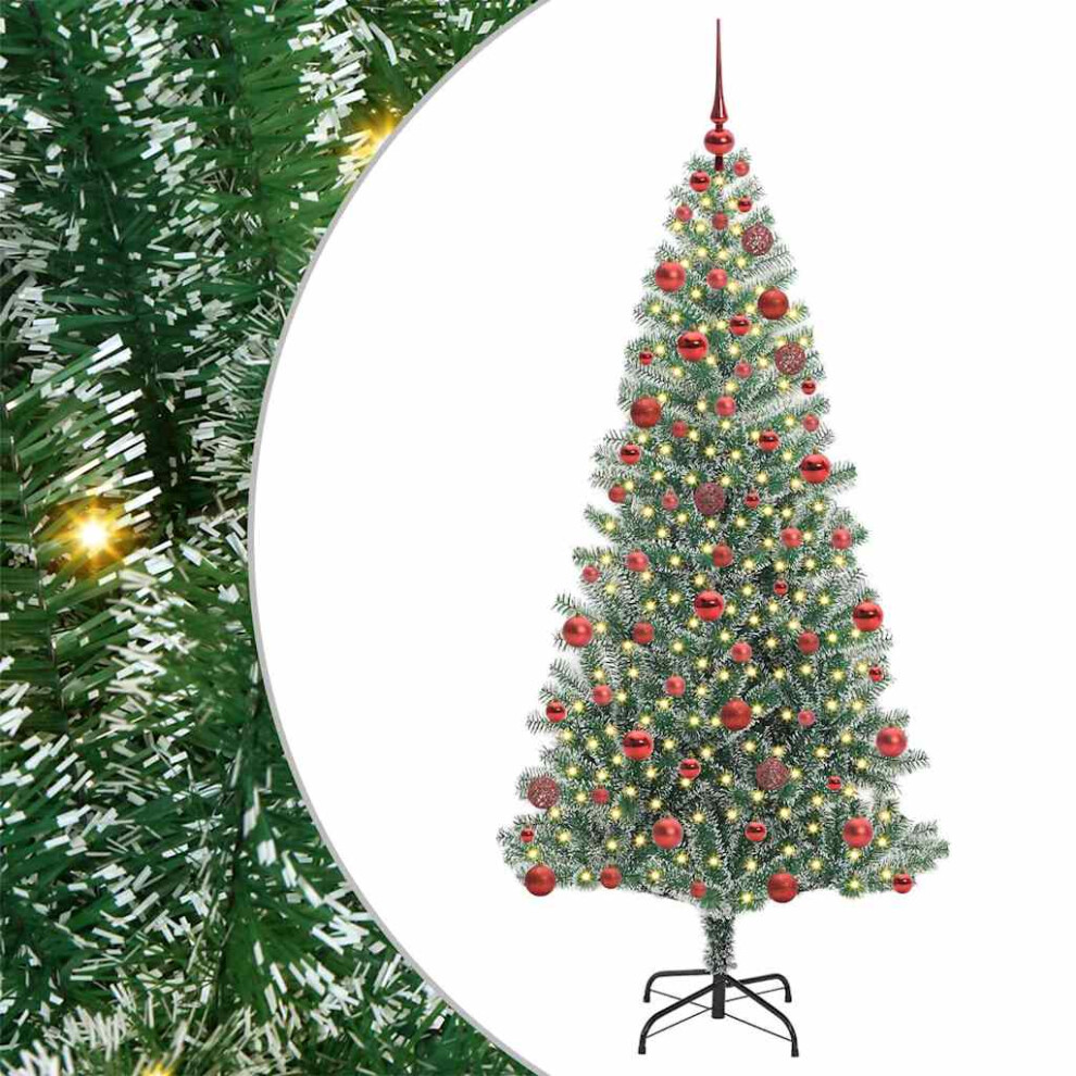 Vidaxl (180 Cm) Artificial Christmas Tree Snow Flocked With Led Light Trees Holiday