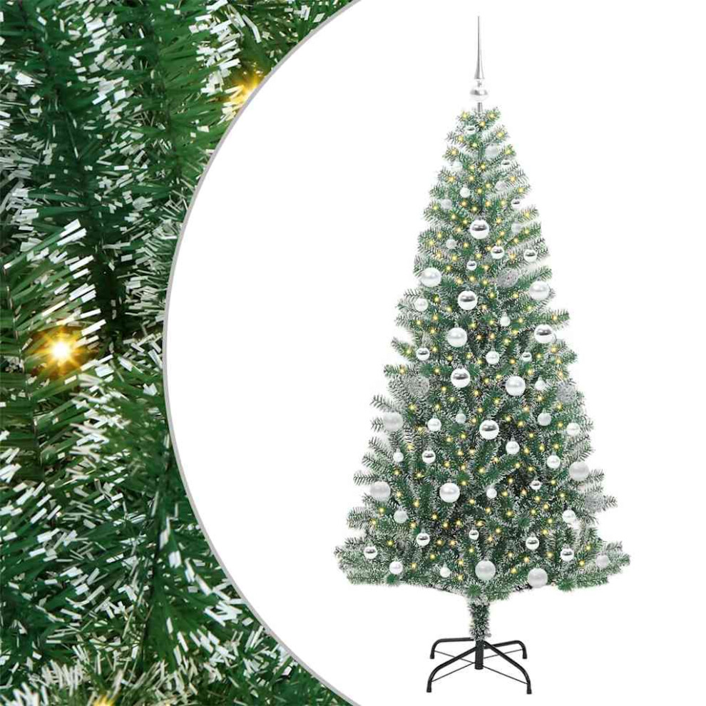 Vidaxl (180 Cm) Artificial Christmas Tree Snow Flocked With Led Light Trees Holiday