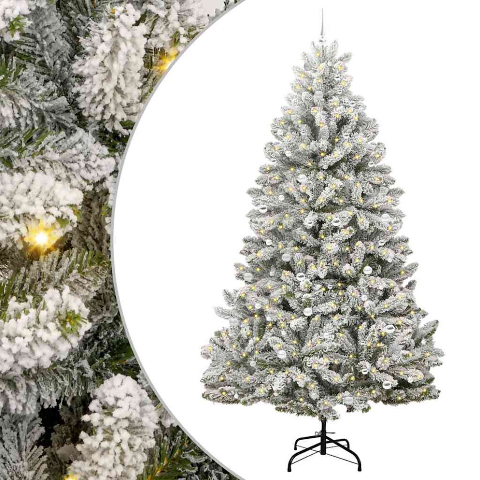 Vidaxl (Green And White, Ø 138 X 300 Cm) Artificial Hinged Christmas Tree Indoor And Sheltered Outdoor Tree