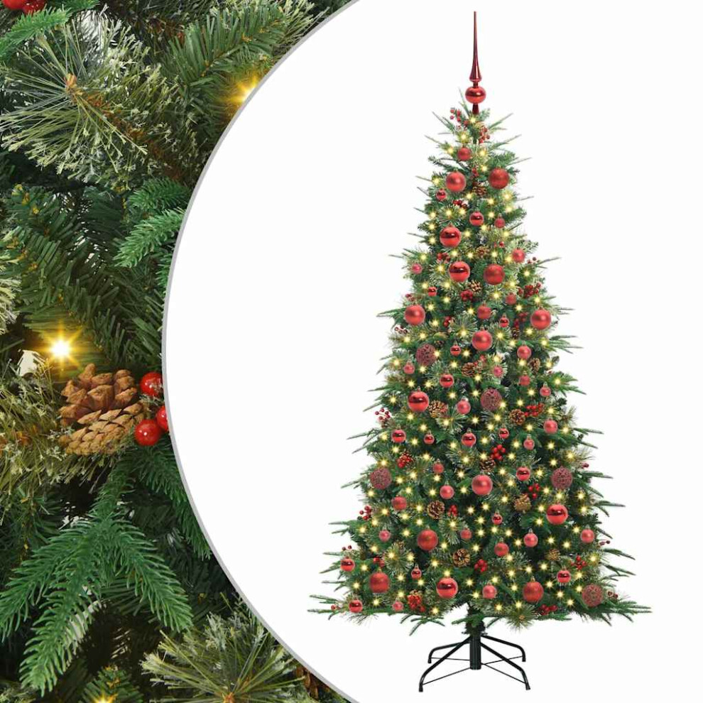 Vidaxl (Green, 180 Cm) Artificial Hinged Christmas Tree With Stand Pe And Pvc Decor Modern Usb