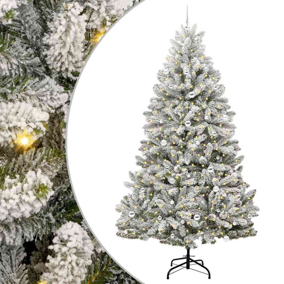 Vidaxl (Green And White, Ø 120 X 240 Cm) Artificial Hinged Christmas Tree Indoor And Sheltered Outdoor Tree