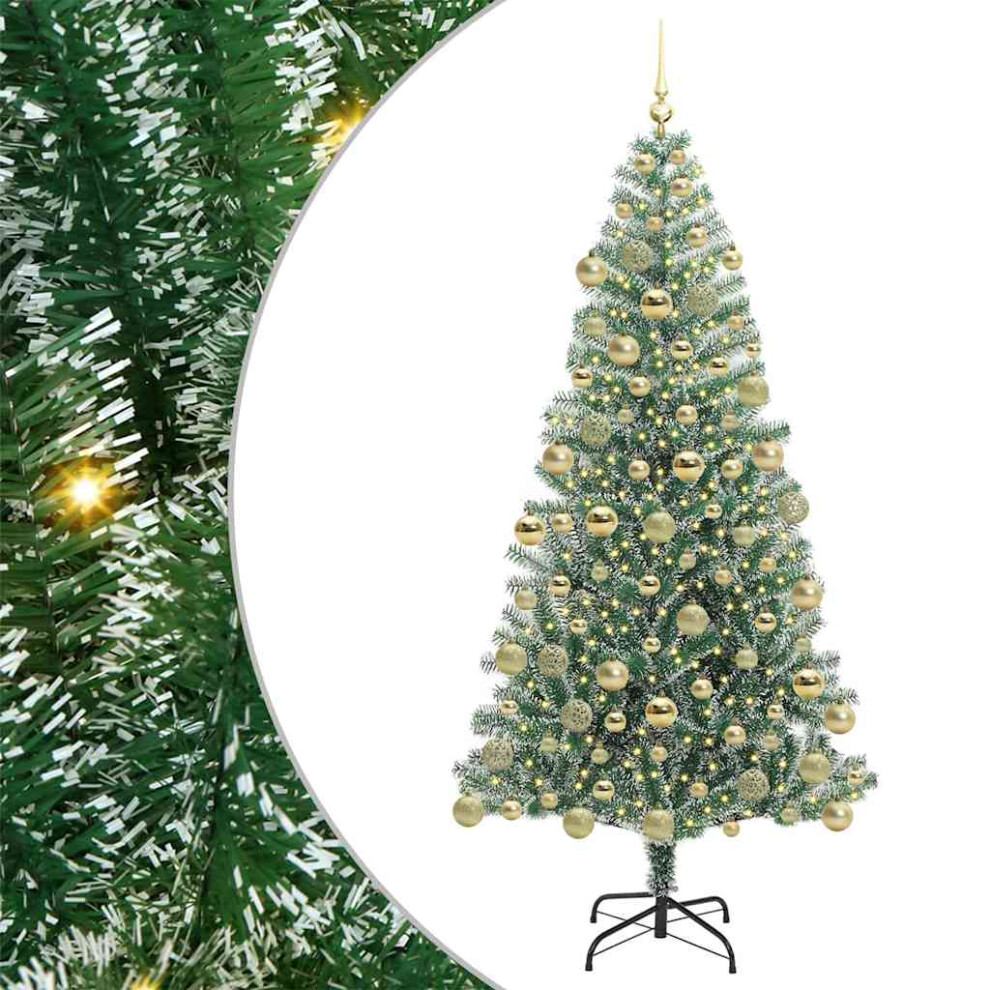 Vidaxl (180 Cm) Artificial Christmas Tree Snow Flocked With Led Light Trees Holiday