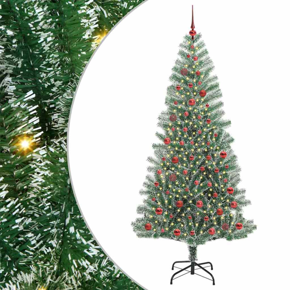 Vidaxl (210 Cm) Artificial Christmas Tree Snow Flocked With Led Light Trees Holiday