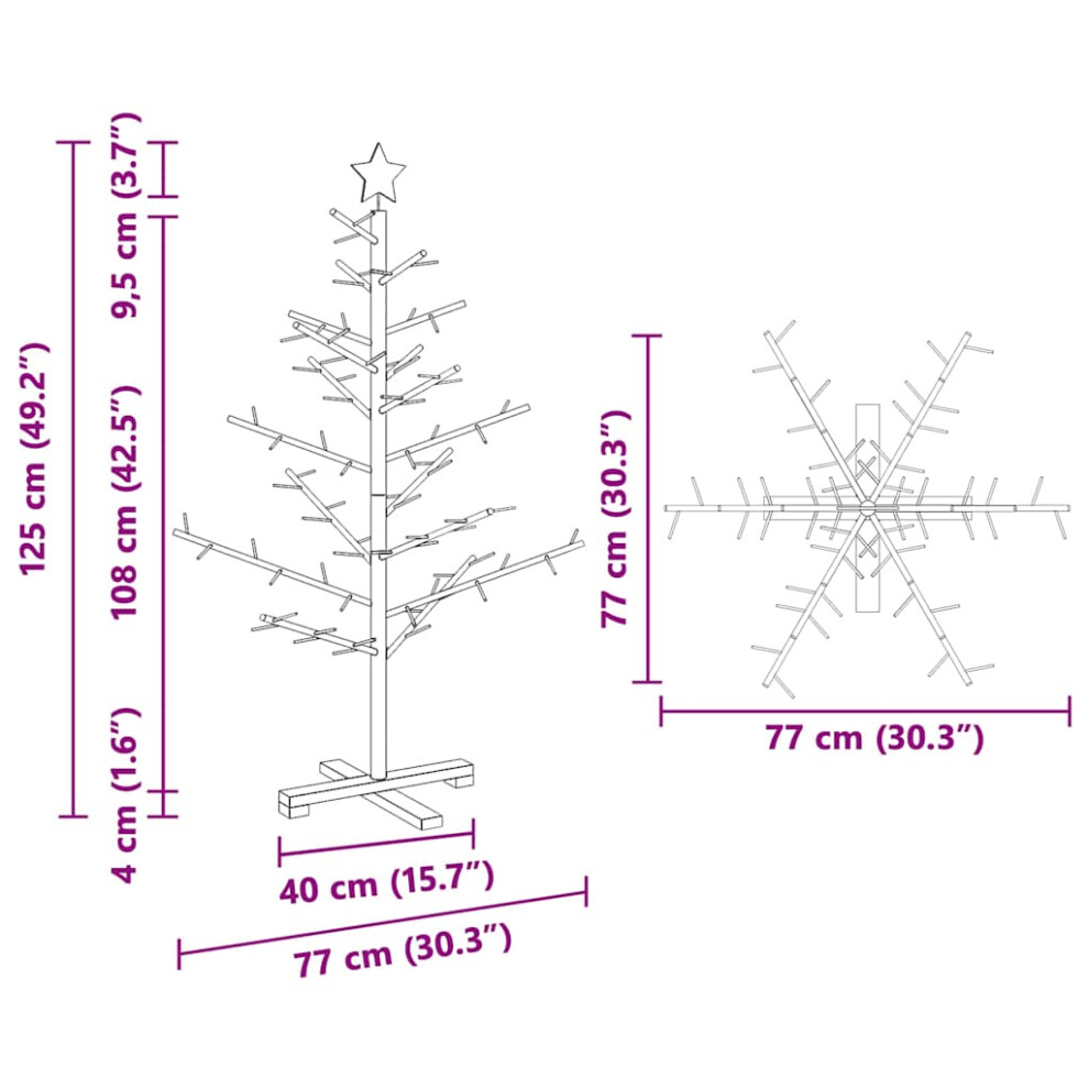 Vidaxl (Brown, 125 Cm) Wooden Christmas Tree Bamboo And Solid Pine Wood Natural Wooden Xmas Tree