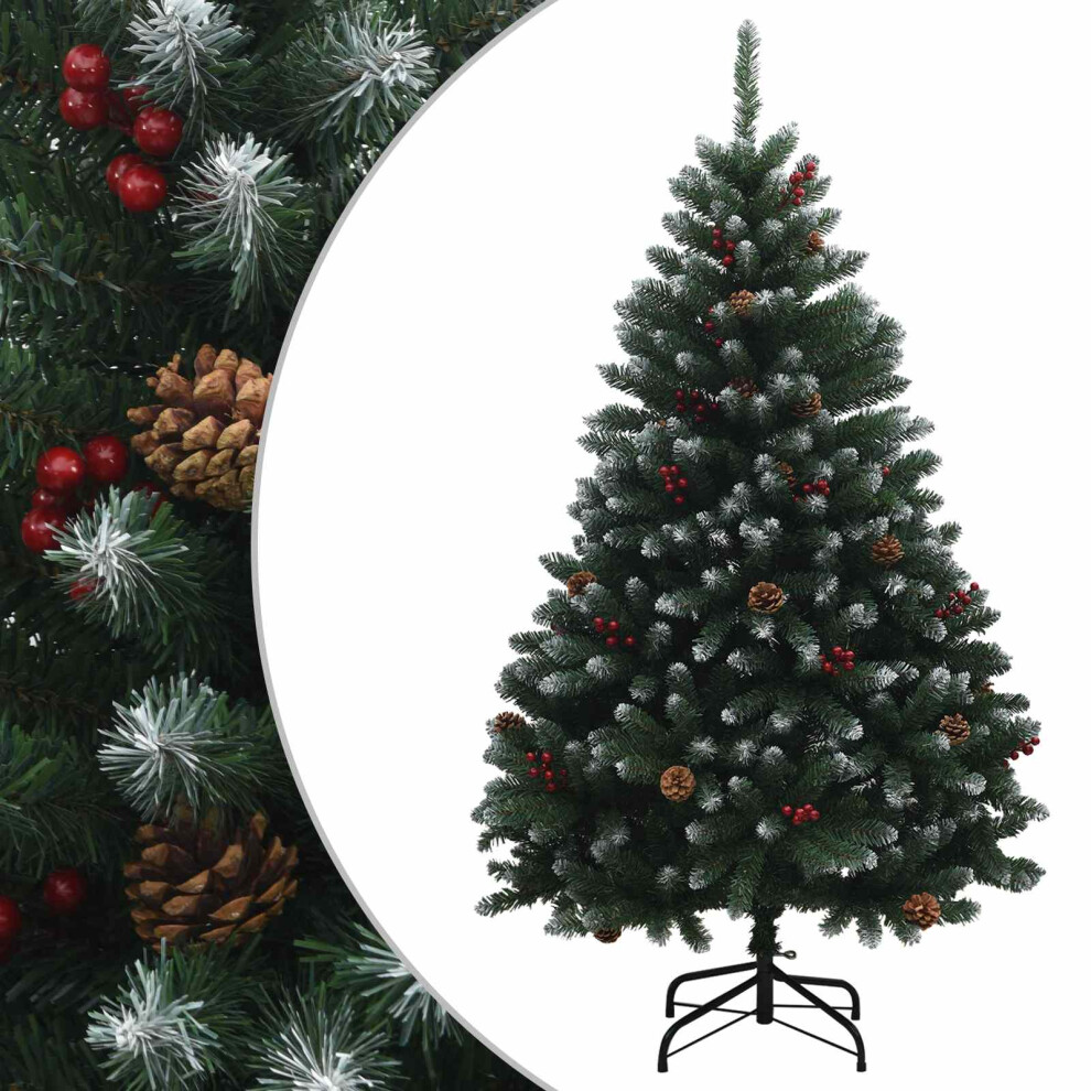 Vidaxl (Green With Frosted Tips, Ø 80 X 150 Cm) Artificial Hinged Christmas Tree Indoor And Sheltered Outdoor Tree