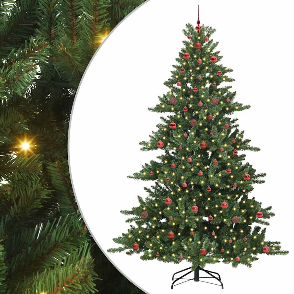 Vidaxl (Green, 240 Cm) Artificial Hinged Christmas Tree With Stand Pvc And Steel Decorations